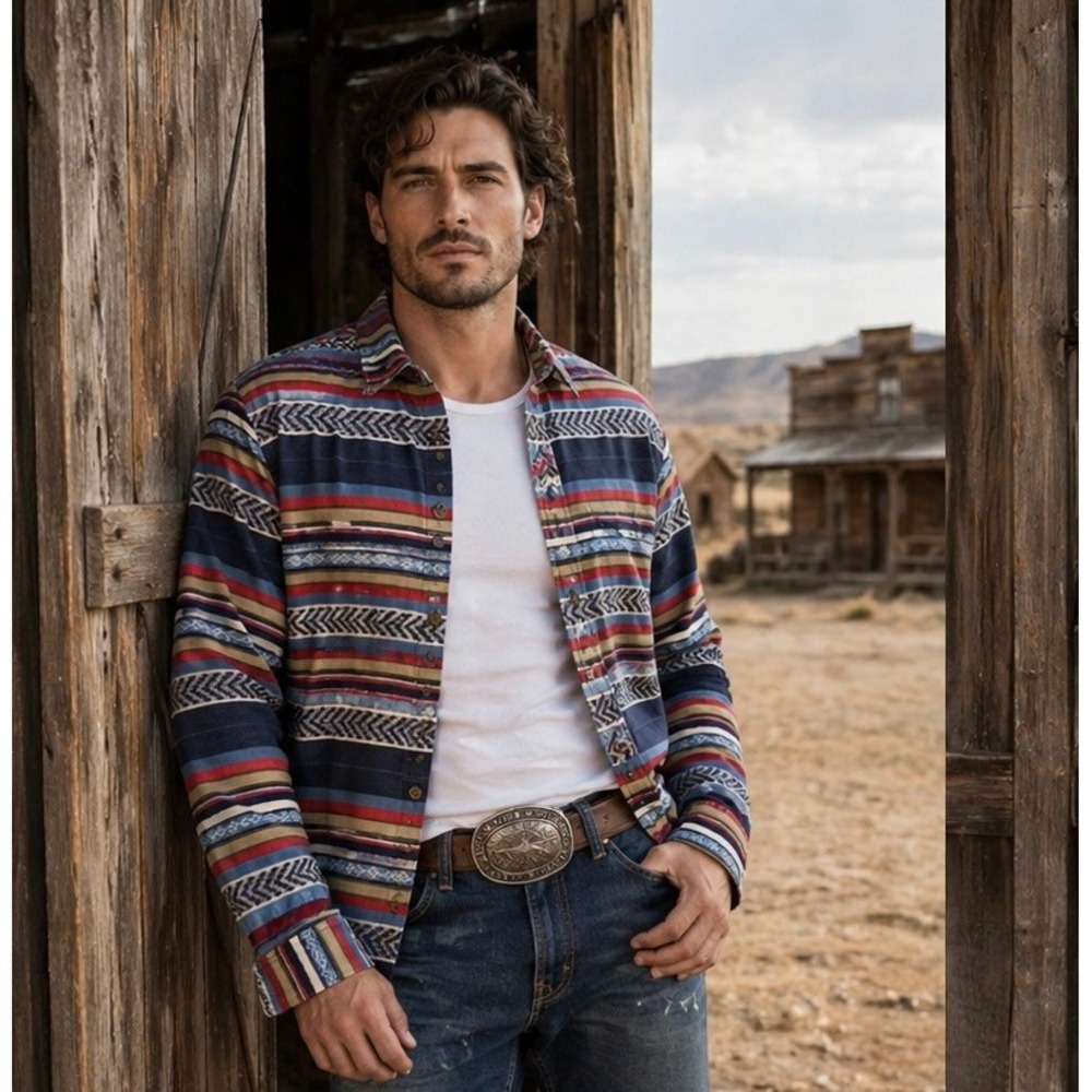 Levis Mens Modern Fit Southwestern‎ Stripe Button Down Shirt Multicolor / Large